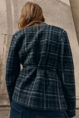 CHECK KNIT CARDIGAN WITH BELT - Zara фото 9