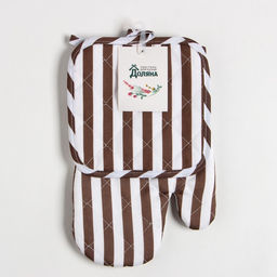 Кухонный набор Доляна цвет кофе прихватка 17х17 см, варежка 26х16 см, 100% п/э  фото 6