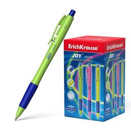 Цена за 50 шт. Ручка шариковая автоматическая ErichKrause JOY® Matic&Grip Neon 0.7, Super Glide Technology, цвет чернил синий (в коробке по 50 шт.)