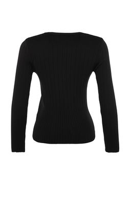 Siyah Basic Bisiklet Yaka Triko Kazak TWOAW23KZ01249