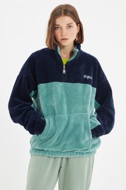 TRENDYOL MAN Camel Unisex Oversize/Genis Kesim Renk Blok S?cak Tutan Pelus Sweatshirt TMNAW22SW1477 - Trendyolmilla фото 16