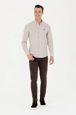 U. S. Polo Assn Мужская рубашка песочного цвета в клетку - U.s. polo assn фото 11
