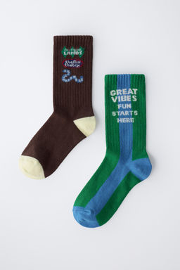 2-PACK OF LONG TEXT PRINT SOCKS - Zara фото 4