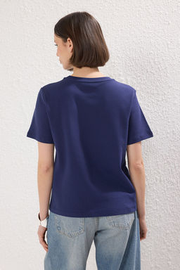 TRENDYOLMILLA Pembe Slogan Bask?l? Kal?n Kumasl? Regular Kal?p Orme T-Shirt TWOSS25TS00159  фото 4