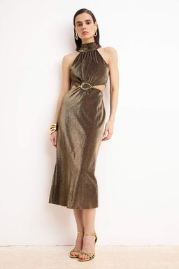 Alt?n Simli Cut Out Detayl? Maxi S?k/Gece Elbise TPRSS26EL00054