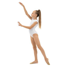 Купальник гимнастический Grace Dance, с укороченным рукавом, вырез лодочка, р. 32, цвет белый  фото 8