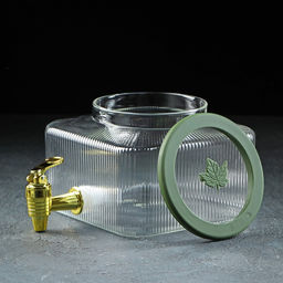 Диспенсер для напитков «Листок», 2.6 л, 18×13.5 см, стекло