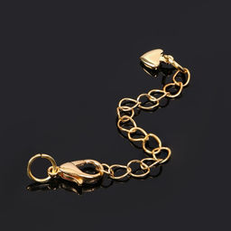 Цена за 2 шт. Замок карабин родированный 1.2×0.5 см «Сердечко», с удлинителем 5.5 см, цвет золото