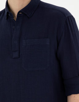 Рубашка Pierre Cardin Comfort Fit темно-синяя с длинным рукавом