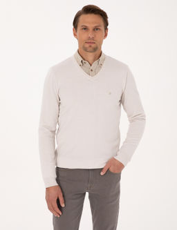 Ta_ Slim Fit V Yaka Basic Triko Kazak