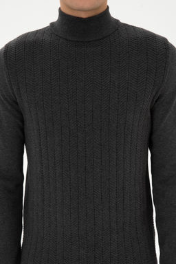 Erkek Slim Fit Yar_m Bal_k__ Yaka Antrasit Melanj Kazak - U.s. polo assn фото 13