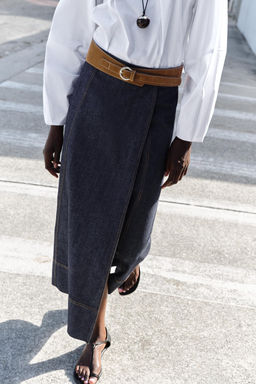 FALDA Z1975 MIDI DENIM CINTUR?N / Azul - Zara фото 5