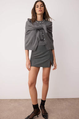 Antrasit Tas Detayl? Yumusak Dokulu Ikili Triko H?rka-Bluz TWOAW26HI00007