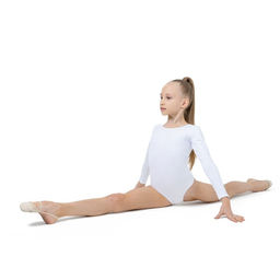 Купальник гимнастический Grace Dance, с длинным рукавом, р. 32, цвет белый  фото 6