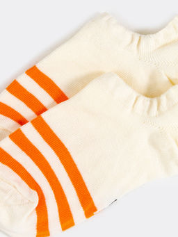 Цена за 5 пар! Носки детские короткие бежевые с рисунком оранжевых полосок - Mark formelle фото 2