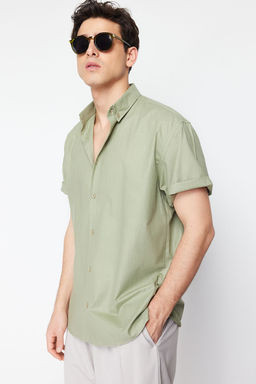 TRENDYOL MAN Haki Oversize Fit Gomlek Yaka K?sa Kol %100 Pamuklu Gomlek TMNSS24GO00029 - Trendyolmilla фото 2