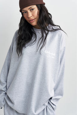 Лонгслив хлопковый с необработанным краем Серый меланж - Erist store фото 2