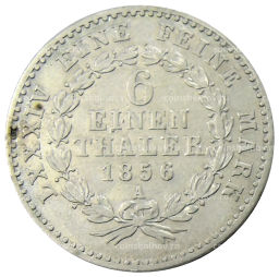 1/6 талера 1856 года A Германские государства  Ангальт -Бернбург