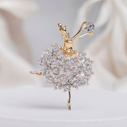 Цена за 2 шт. Брошь «Балерина» женственность, цвет белый в золоте