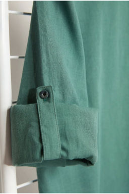 TRENDYOL MAN Koyu Yesil Slim Fit Basic Hakim Yaka Apoletli %100 Pamuklu Keten Gorunumlu Gomlek TMNSS20GO0188 - Trendyolmilla фото 33