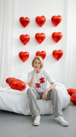 MY Футболка жен.Valentines Day (пазл красный) ФБ054