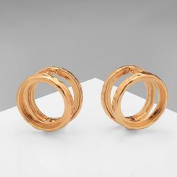 Серьги металл Аккорд два круга, цвет золото