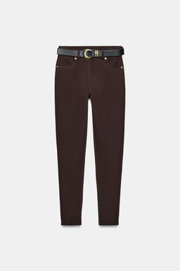 MID-WAIST BELTED JEGGINGS - Zara фото 7