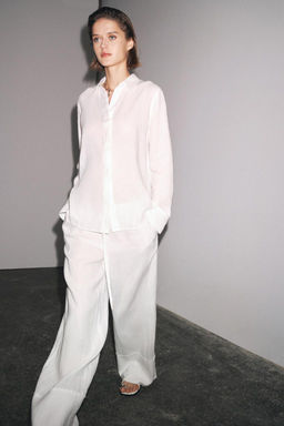ZW COLLECTION 100% LINEN PALAZZO TROUSERS - Zara фото 19