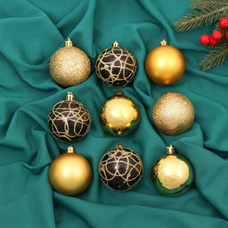 Ёлочные игрушки Авива, шары новогодние, d=6 см, набор 9 шт., золотистый