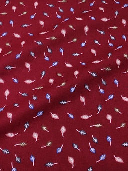 Теплый хлопок Листочки на бордовом, ш.1.47м, хлопок-100%, 150гр/м.кв