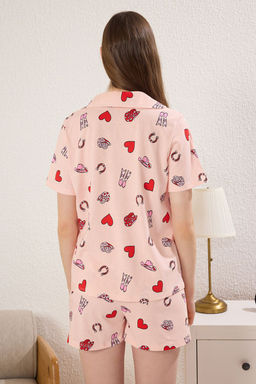 Trendyolmilla Pembe %100 Pamuklu Kalpli Sortlu Orme Pijama Tak?m? THMSS25PT00298  фото 5