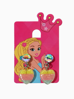 Цена за 2 шт. Серьги-клипсы детские Выбражулька сердце с кругом кристалл, цветные  фото 4