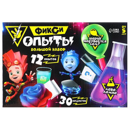 Набор для опытов Фиксики «Фикси опыты. Большой набор», 12 опытов, Файер и Нолик