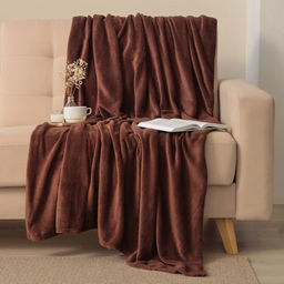 Плед «Этель», 180×200 см, корал-флис, коричневый