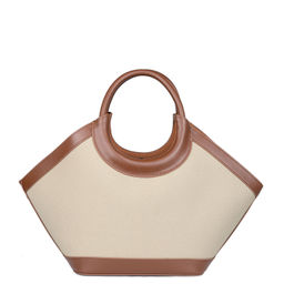 8916 brown-offwhite, Женская кожаная сумка "Корзинка", Barcelo Biagi