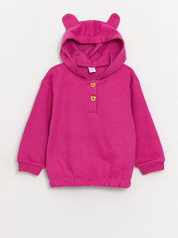 Kap??onlu Uzun Kollu Basic K?z Bebek Sweatshirt ve E?ofman Alt 2li Tak?m - Waikiki фото 2