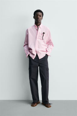 CAMISA REGULAR FIT TWILL ALGOD?N / Rosa