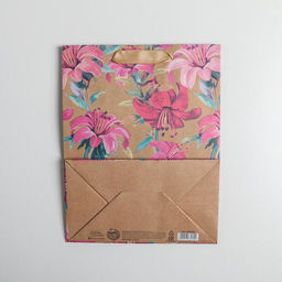 Цена за 3 шт. Пакет подарочный крафтовый, Цветы, MS 18?23?10 см