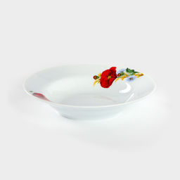 Тарелка глубокая Добрушский завод «Маки красные», 250 мл, d=20 см, фарфор, белая