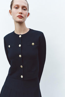 KNIT CARDIGAN WITH GOLDEN BUTTONS - Zara фото 2
