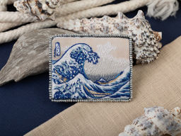 Набор для вышивания PANNA Живая картина MET-JK-2268 Брошь. Большая волна в Канагаве 5 х 6 см