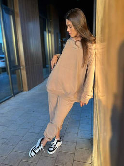 Костюм женский оверсайз с джогерами, мокко, единый размер