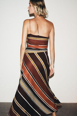 STRIPED ASYMMETRIC MIDI DRESS - Zara фото 5