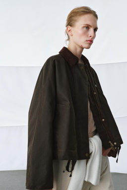 CHAQUETA ENCERADA ZW COLLECTION / Khaki - Zara фото 2