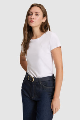 Kad_n Beyaz Bisiklet Yaka Basic Ti__rt - U.s. polo assn фото 3