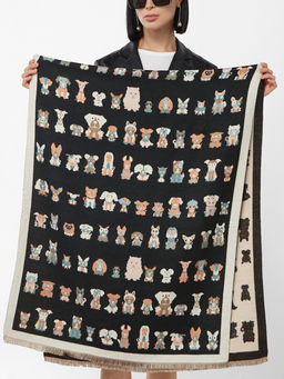 в составе ШЕРСТЬ и КАШЕМИР  Большой, мягкий, теплый двусторонний палантин с принтом. - Tantino фото 2