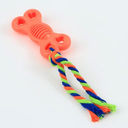 Игрушка жевательная с канатом Косточка на привязи, 9,5 см, розовая - Пижон фото 3