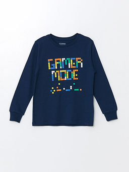 Bisiklet Yaka Bask?l? Erkek ?ocuk Pijama ?st