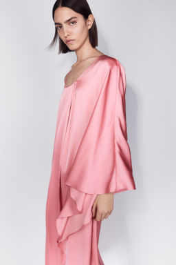 Vestido caft?n satinado de un hombro - H&m фото 3