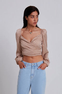 Бежевый топ с драпировкой - Incity фото 3